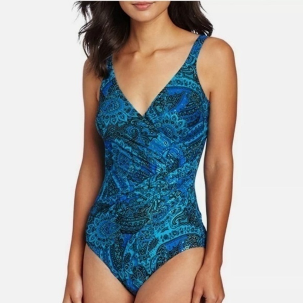 MiracleSuit Blue Oceanus Paisley Park Swimsuit 8